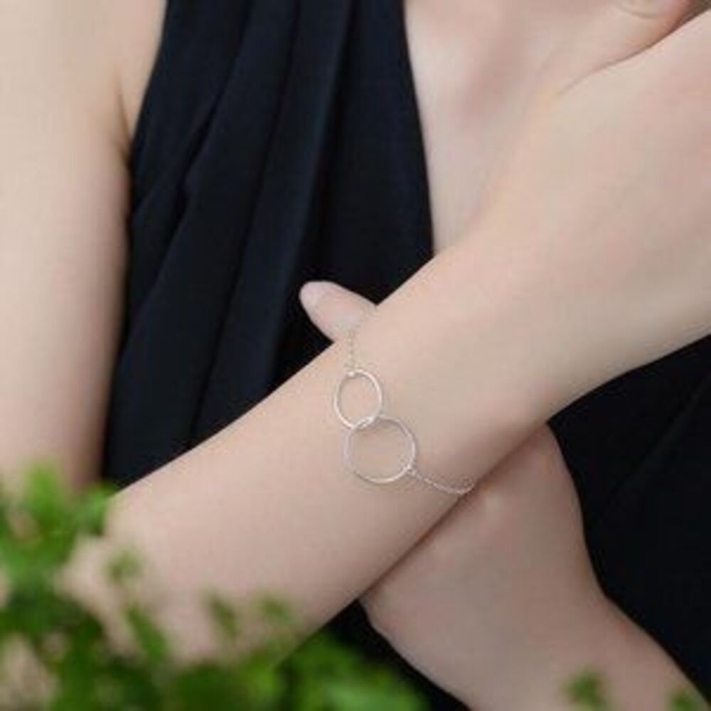 NEW 925 Sterling Silver Double Circle Bracelet